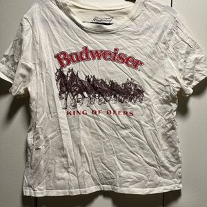 Budweiser Cream Tee with Red Lettering